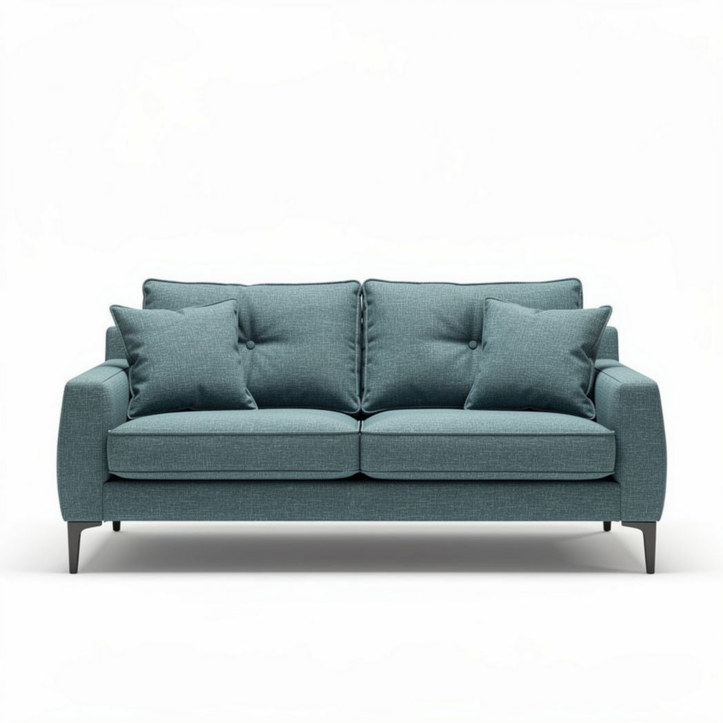 Divano moderno in tessuto blu cm 180 x 90 x 85 con cuscini inclusi