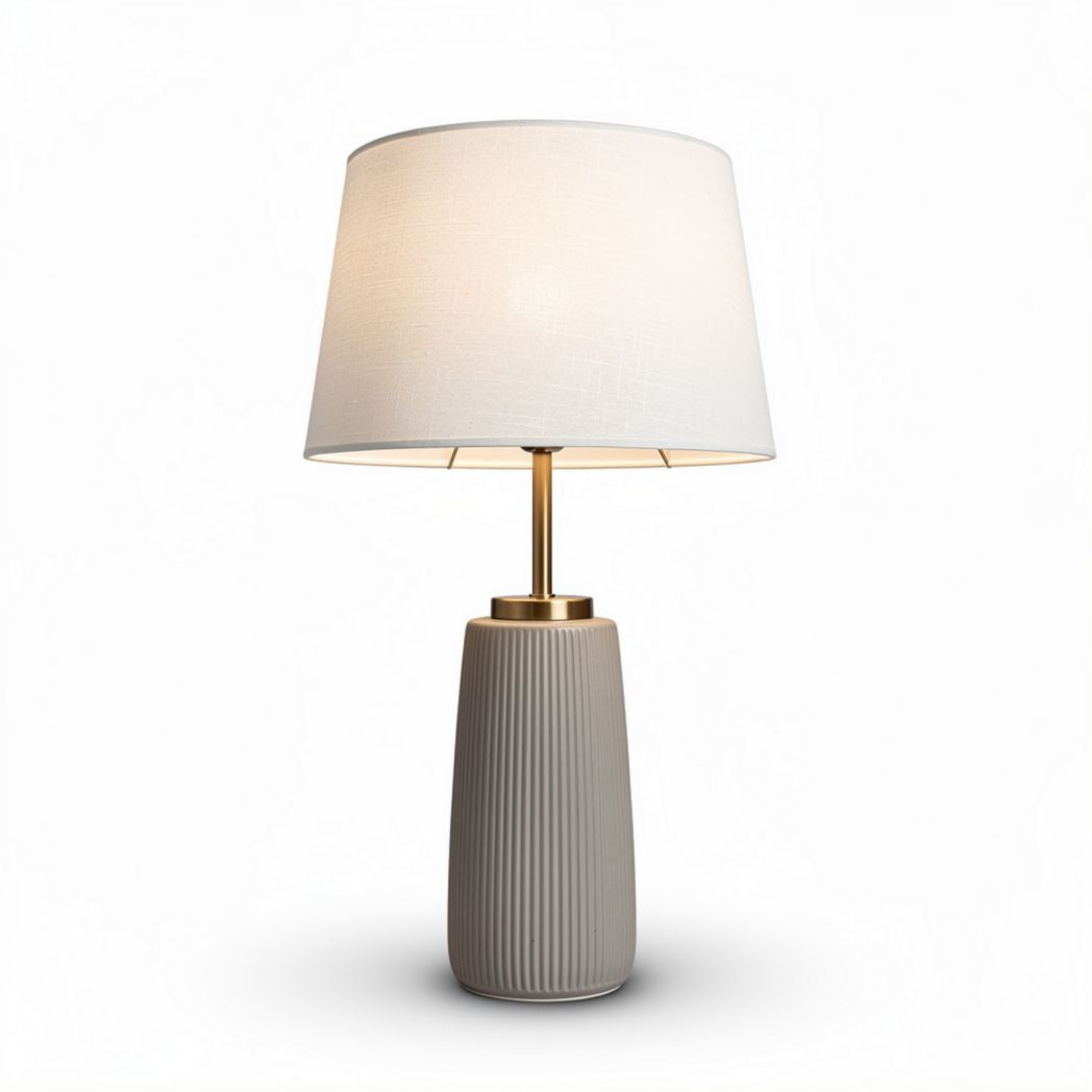 Lampada da tavolo in ceramica grigia con paralume bianco 20 x 20 x 35cm