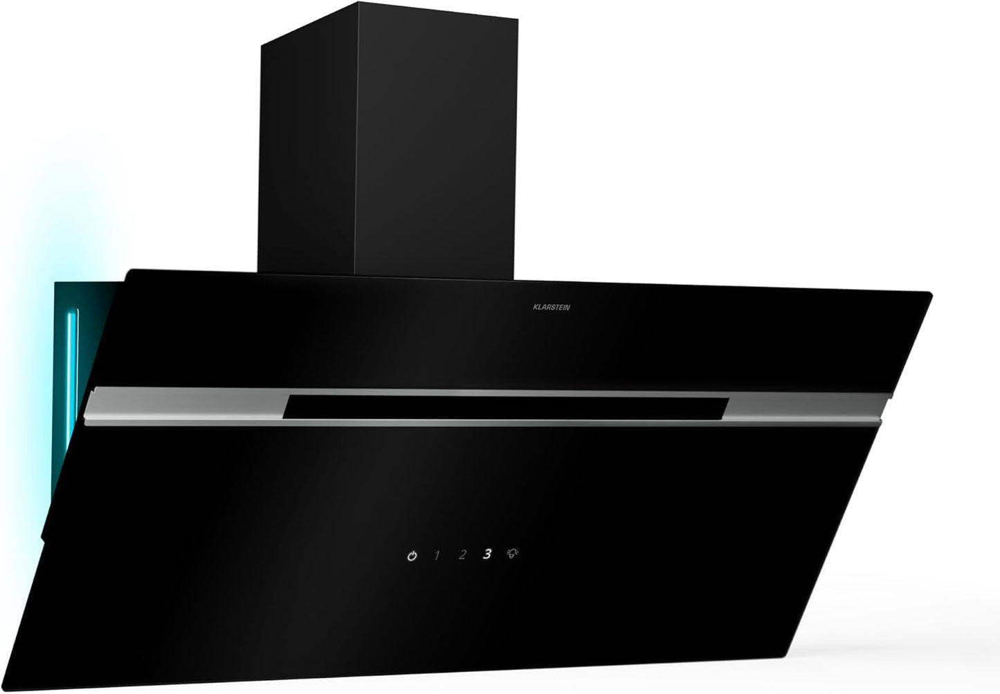 Klarstein Alina 60 Cappa Cucina - 600 m³/h, Touchscreen, Classe Energetica A, LED Retroilluminazione, Silenziosa 63 dB, 3 Livelli Potenza, Nero, Ricircolo Canalizzazione