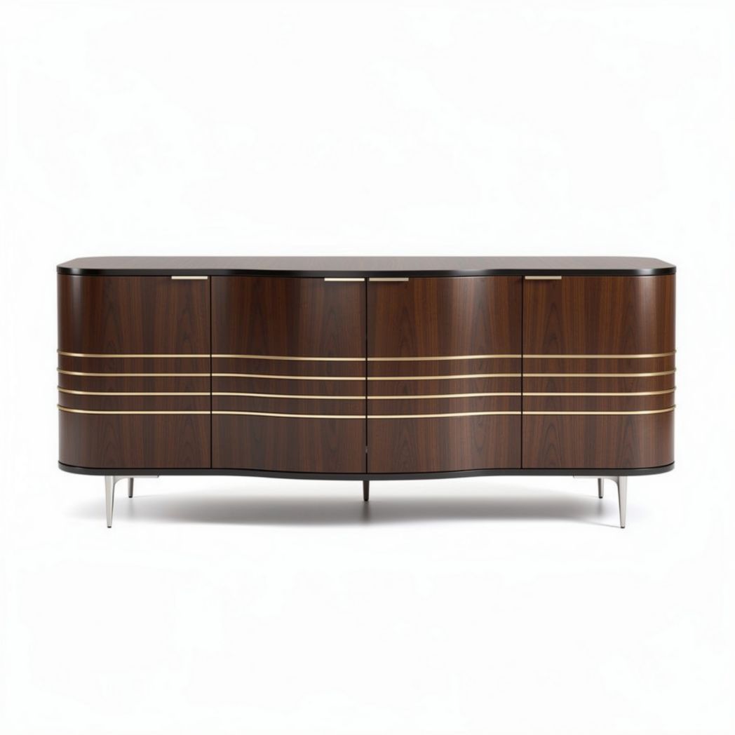 Credenza in legno scuro con finiture dorate dimensioni 120 x 40 x 70cm