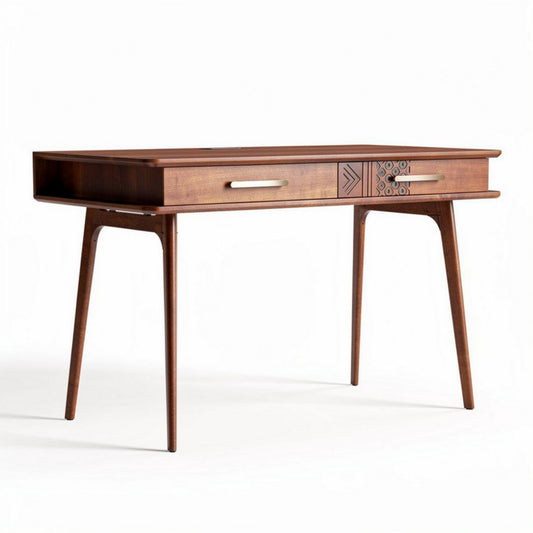 Scrivania in legno scuro con cassetto e anta misure 150 x 70 x 75cm
