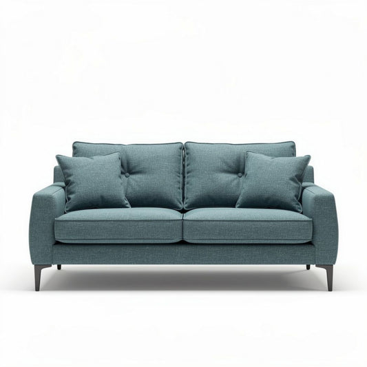 Divano moderno in tessuto blu cm 180 x 90 x 85 con cuscini inclusi