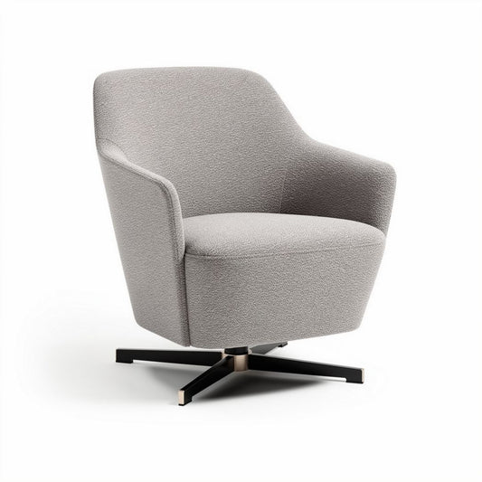 Poltrona girevole in tessuto grigio con base nera 70 x 75 x 80 cm