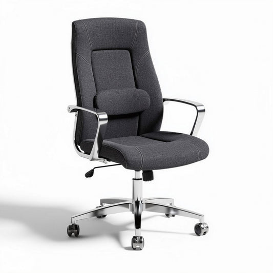 Sedia da ufficio regolabile in tessuto grigio con base in metallo altezza 60 x 60 x 100cm