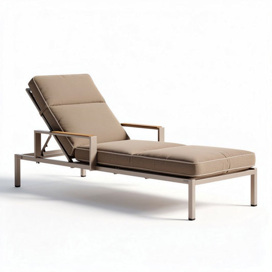 Lettino prendisole in alluminio con cuscino in poliestere color beige 200 x 75 x 30cm