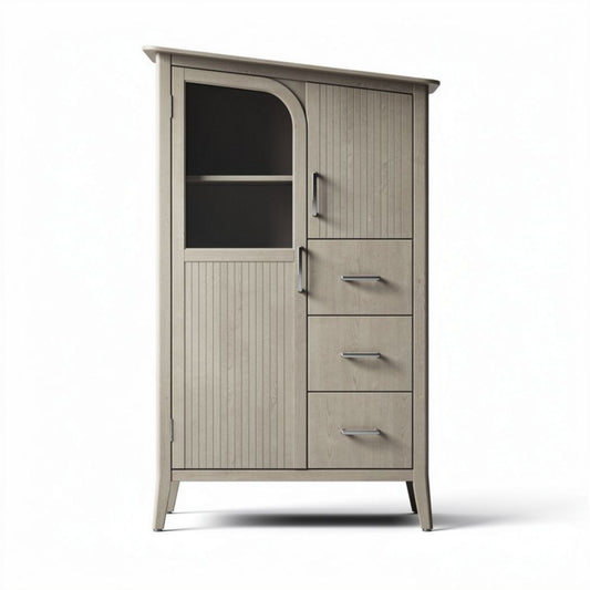 Armadio in legno grigio con ripiano e tre cassetti 80 x 40 x 120cm