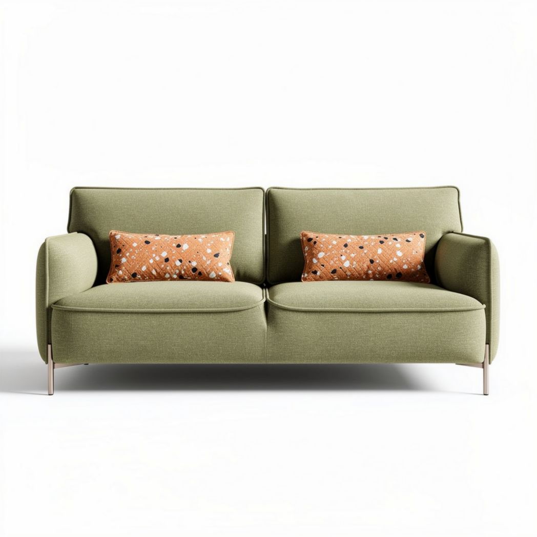 Divano verde con cuscini decorativi in tessuto dimensioni 180 x 90 x 85cm
