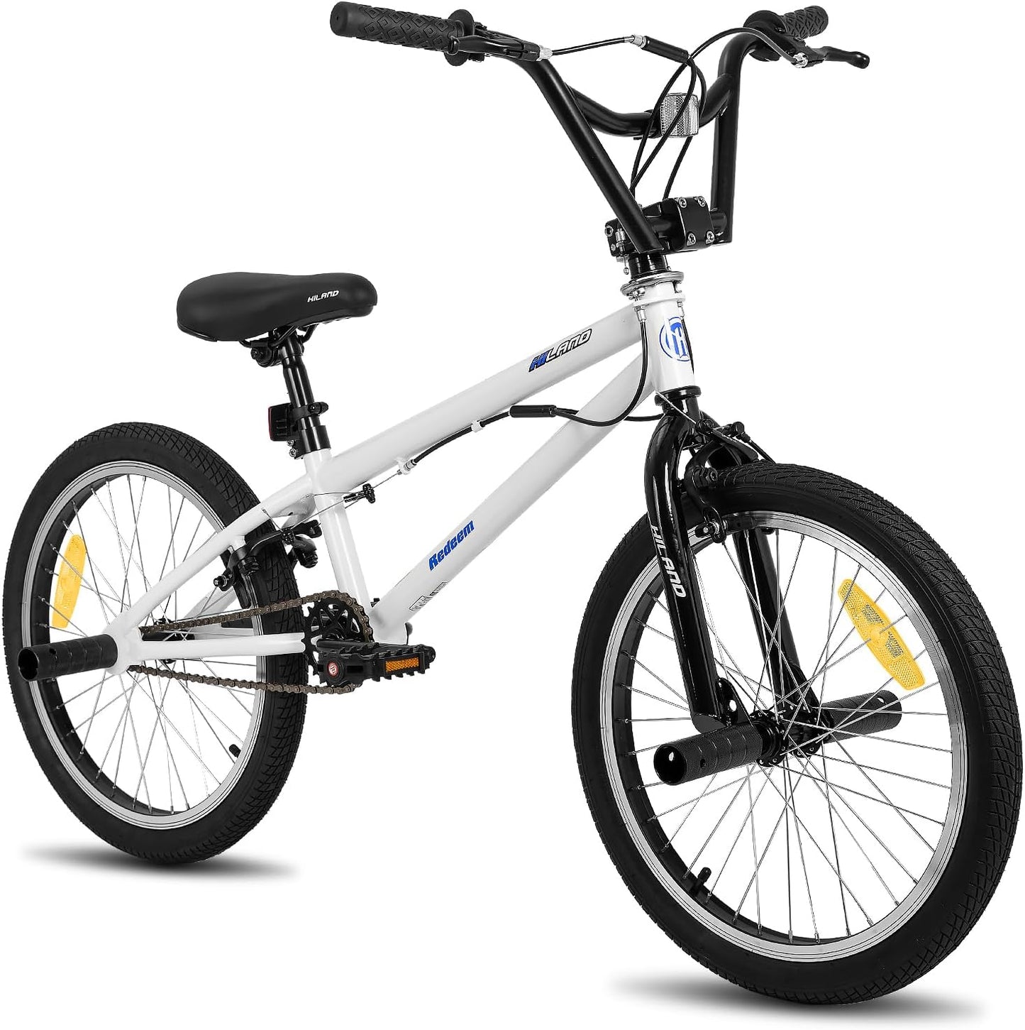 HILAND Bicicletta BMX Freestyle 20 Pollici per Bambini e Ragazzi da 7 a 12 Anni, con Rotore a 360°, 4 Pegs in Acciaio, Nero/Verde/Rossa/Bianco